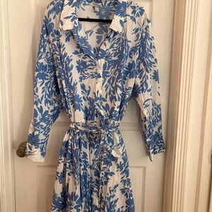 a new day Blue and White Floral Shirt Dress